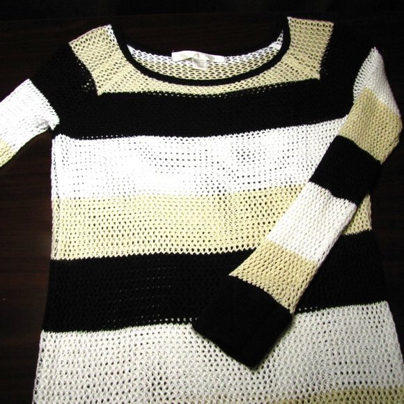 Boston Proper Open-Knit Stretch Striped Sweater Sz XS - Picture 3 of 12